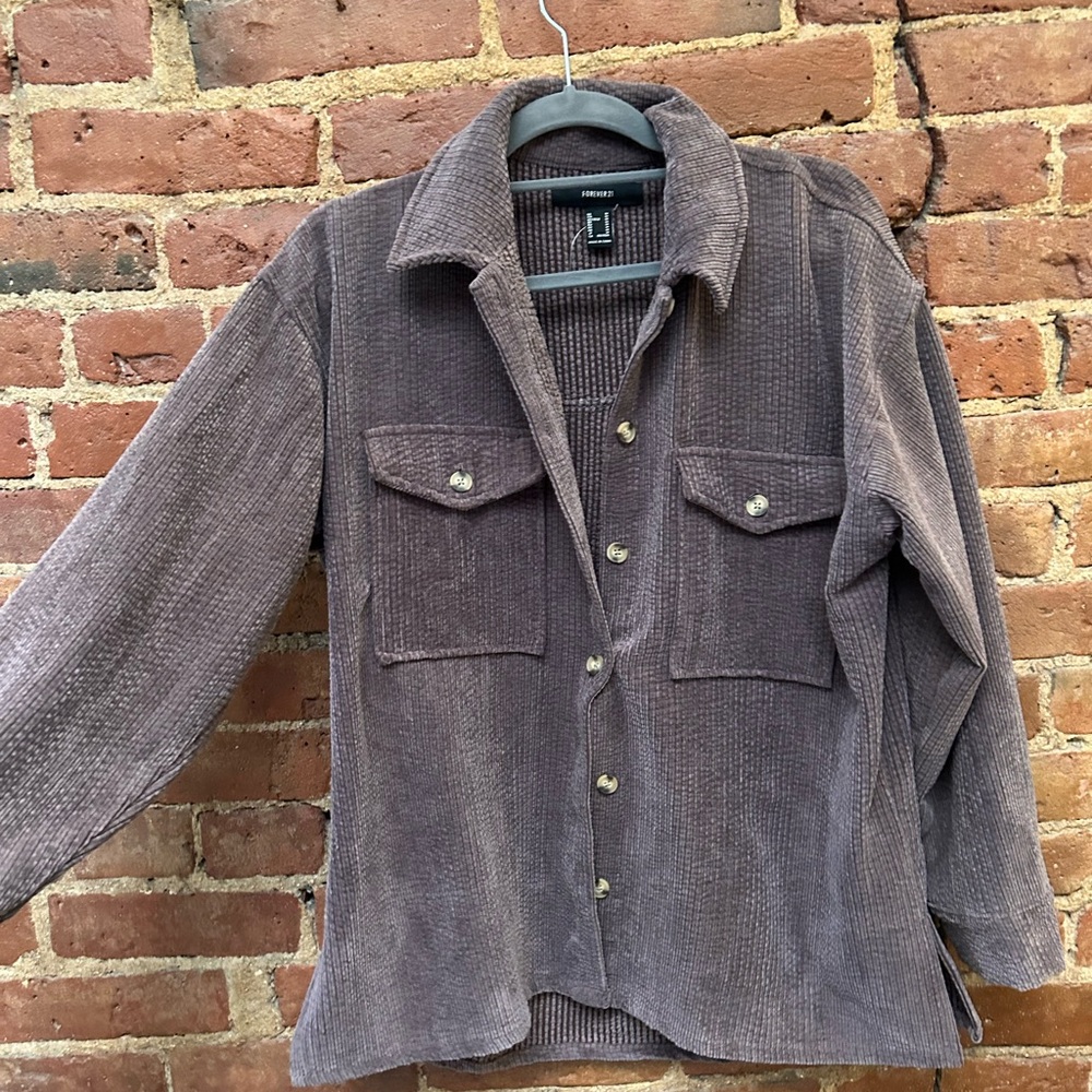 Purple Forever 21 Corduroy Button-Up Jacket